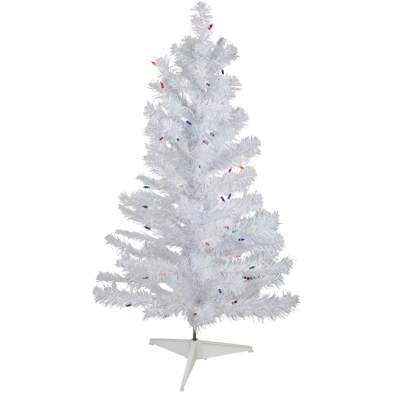 3ft. Pre-Lit White Iridescent Pine Artificial Christmas Tree, Multicolor Lights